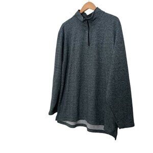 Izod Sweater 1/4 Zip Up Dark Gray Green Mens Long Sleeve Sweatshirt Size XL